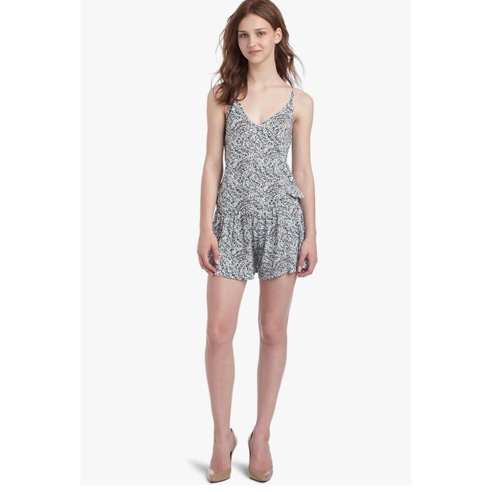 Roxy Juniors sz L Major Astract Floral Jersey Romper Cross Back Summer Beach